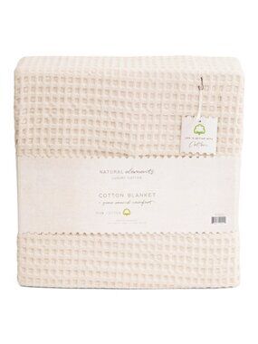 Natural Elements Taupe Luxury Cotton Waffle Blanket